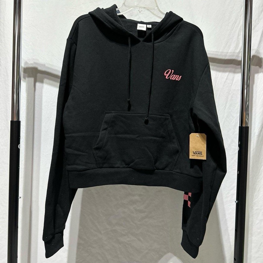 Vans Brush Off Hoodie Black Pink Checkerboard New With Tags Woman's XL
